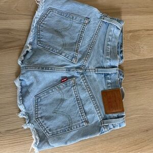 Levi's Light Blue Denim Frayed Shorts